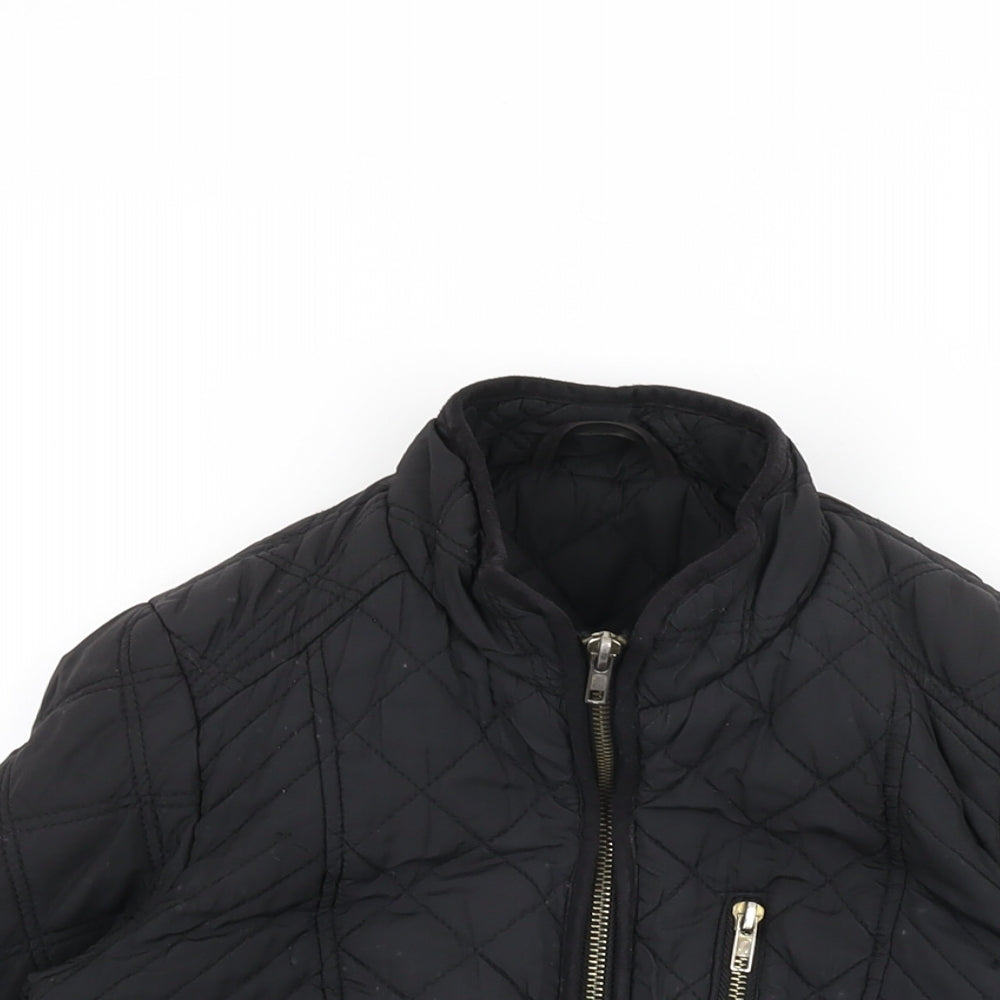 Womens UK Size 8 Dunnes Black Quilted Coat