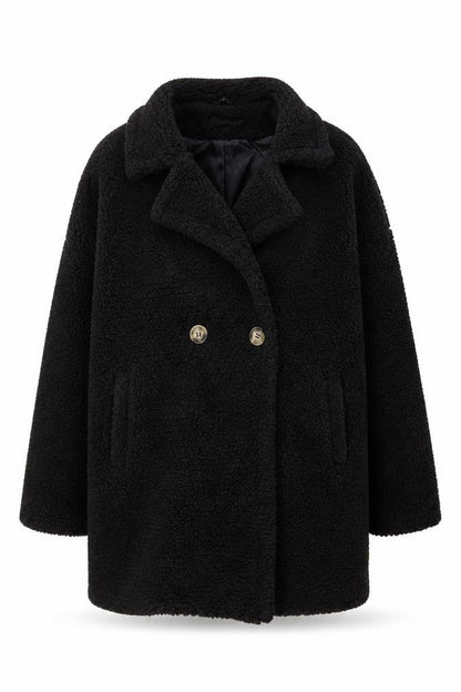 Womens UK Size 14 PRETTYLITTLETHING Black Overcoat