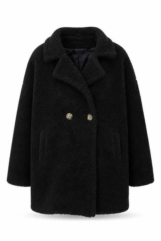 Womens UK Size 14 PRETTYLITTLETHING Black Overcoat