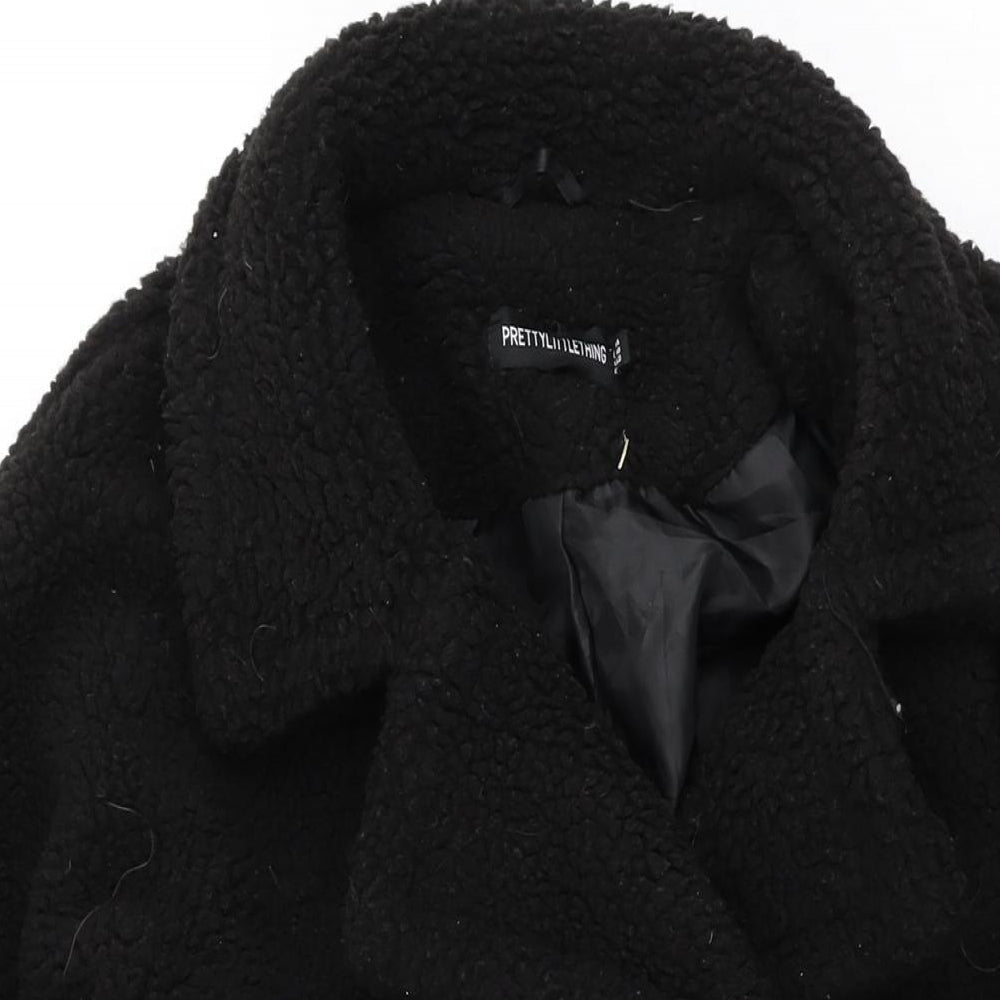 Womens UK Size 14 PRETTYLITTLETHING Black Overcoat