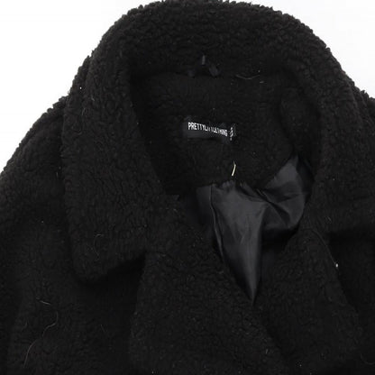 Womens UK Size 14 PRETTYLITTLETHING Black Overcoat