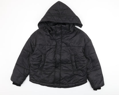 Boohoo Womens Black Puffer Jacket Coat Size 10 Zip