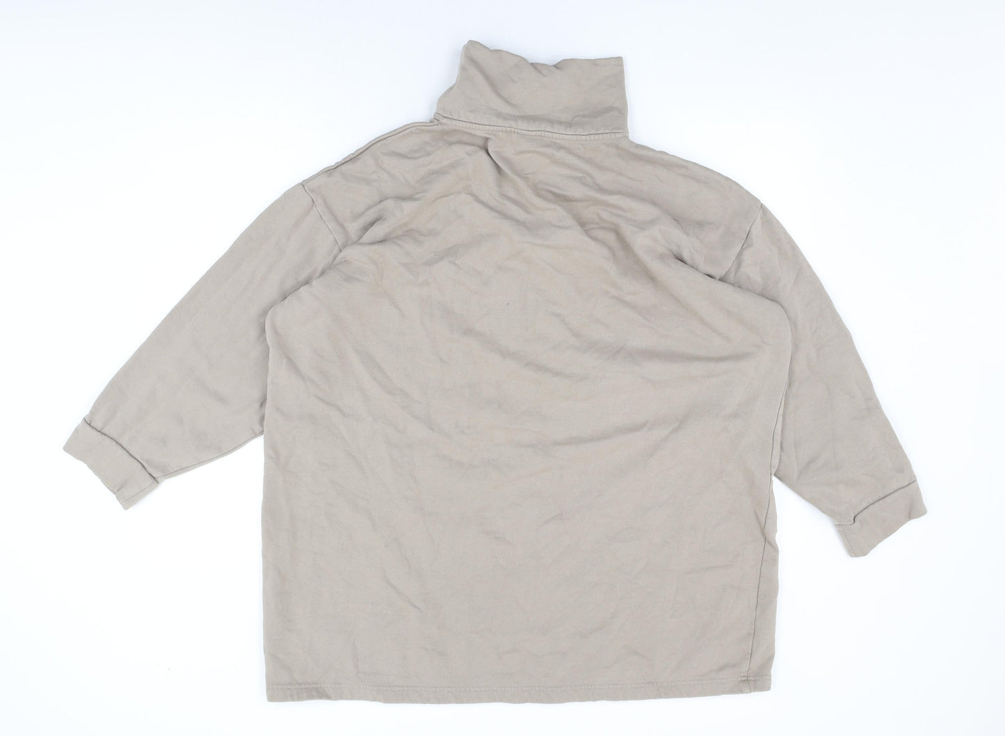 H&M Womens Beige Cotton Pullover Sweatshirt Size M Zip