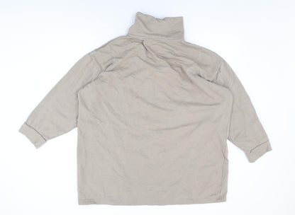 H&M Womens Beige Cotton Pullover Sweatshirt Size M Zip
