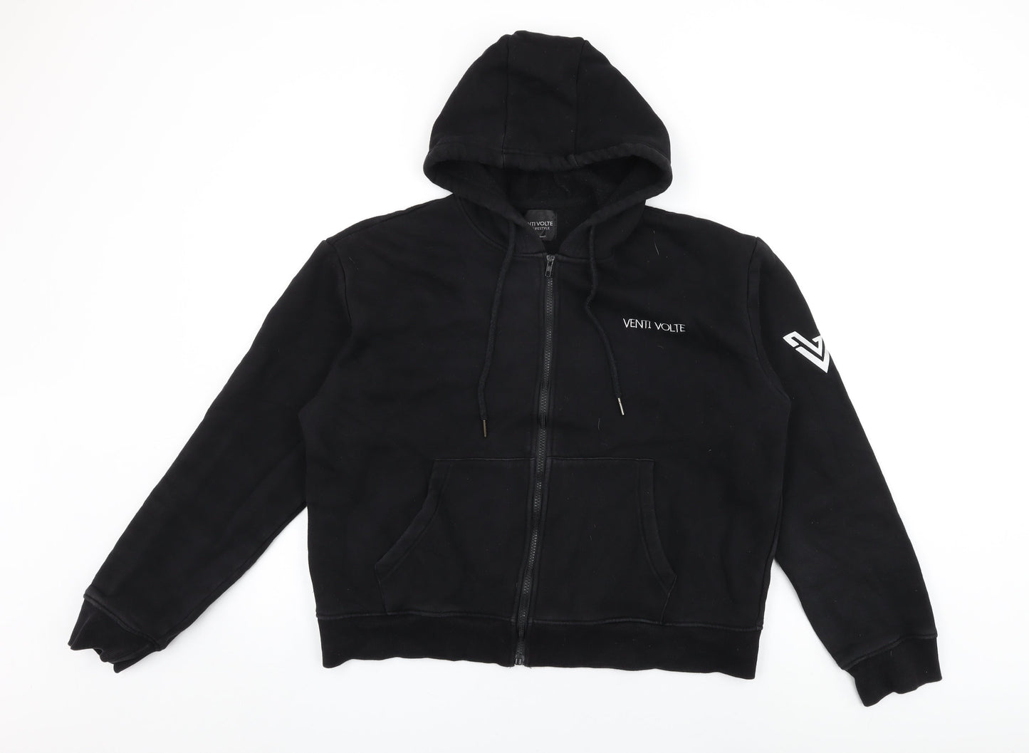 Venti Volte Womens Black Cotton Full Zip Hoodie Size L Zip