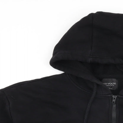 Venti Volte Womens Black Cotton Full Zip Hoodie Size L Zip