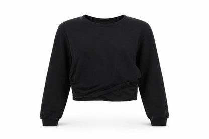 Front view of ASOS women’s black cotton pullover sweatshirt, size UK 10, pullover - cropped