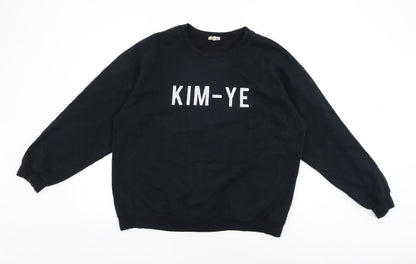 River Island Womens Black Cotton Pullover Sweatshirt Size L Pullover - Kim-Ye