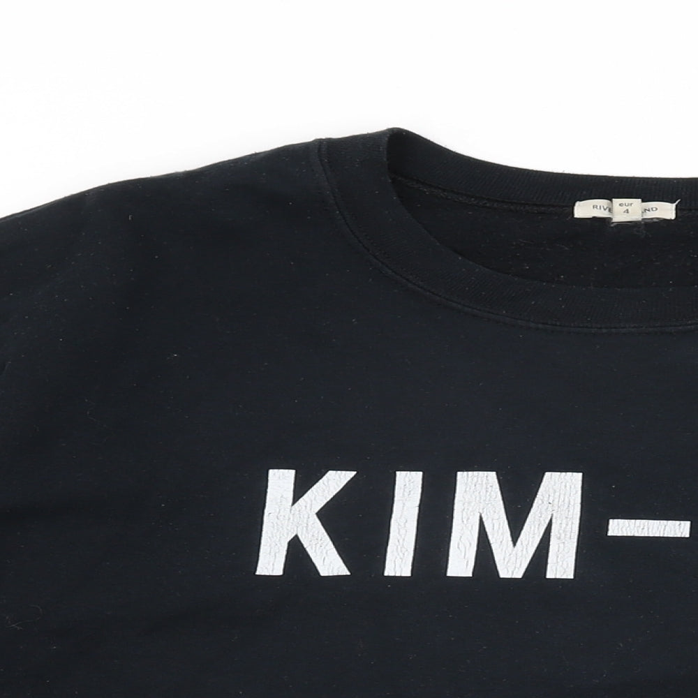 River Island Womens Black Cotton Pullover Sweatshirt Size L Pullover - Kim-Ye