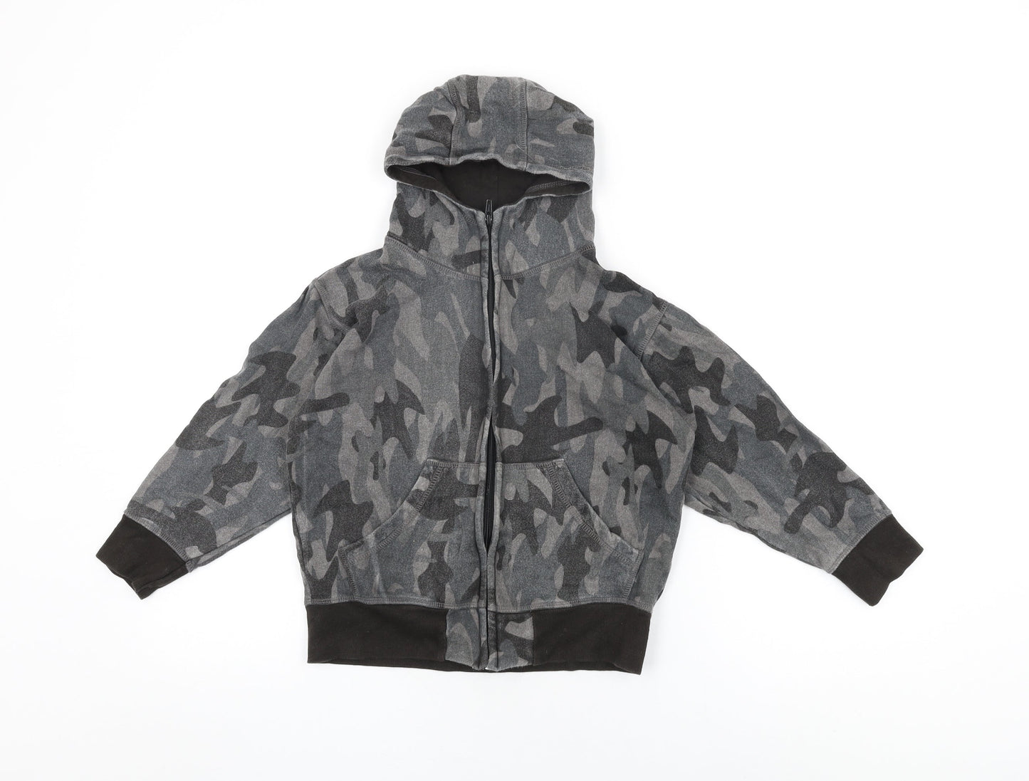 Rebel Boys Grey Camouflage Cotton Full Zip Hoodie Size 7-8 Years Zip