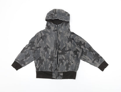 Rebel Boys Grey Camouflage Cotton Full Zip Hoodie Size 7-8 Years Zip