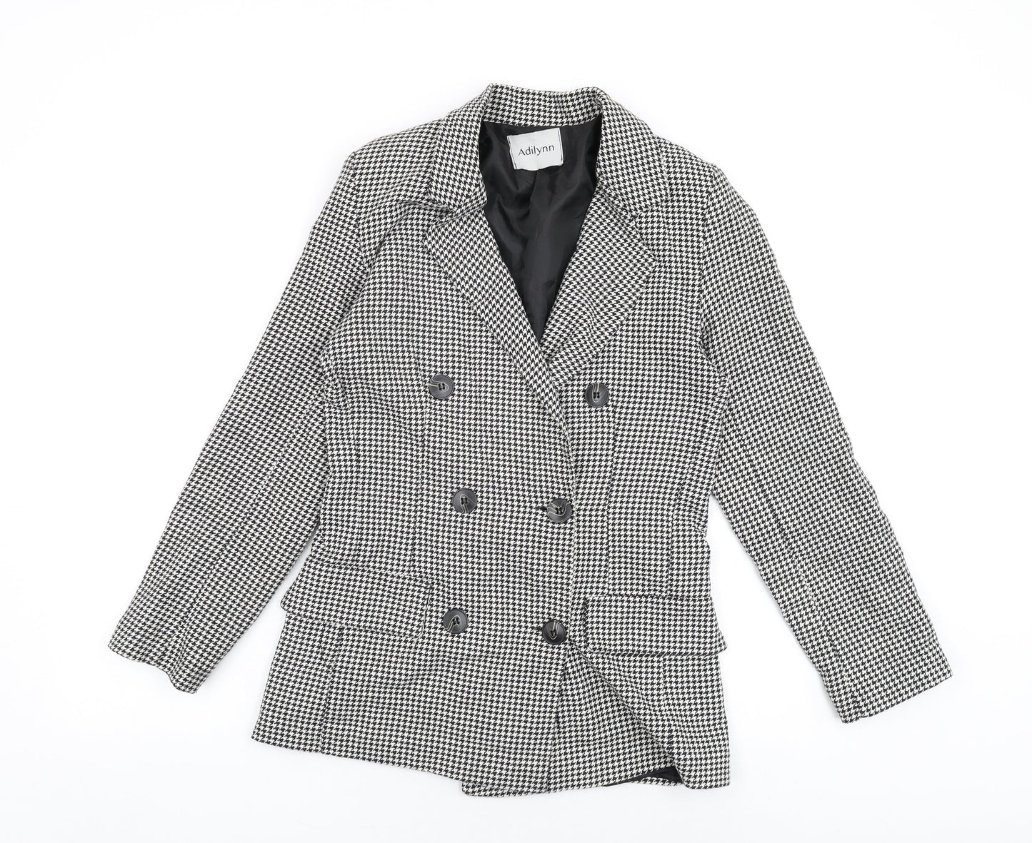 Adilynn Womens Grey Geometric Jacket Blazer Size M Button - Houndstooth