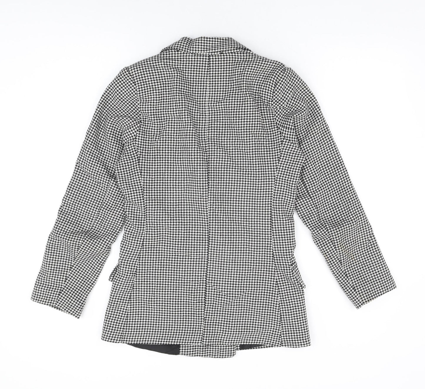 Adilynn Womens Grey Geometric Jacket Blazer Size M Button - Houndstooth