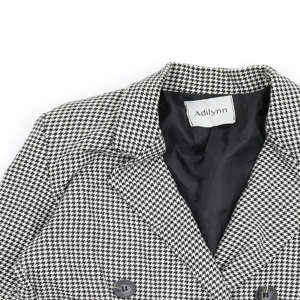 Adilynn Womens Grey Geometric Jacket Blazer Size M Button - Houndstooth