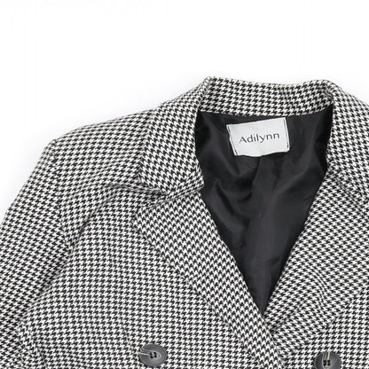 Adilynn Womens Grey Geometric Jacket Blazer Size M Button - Houndstooth