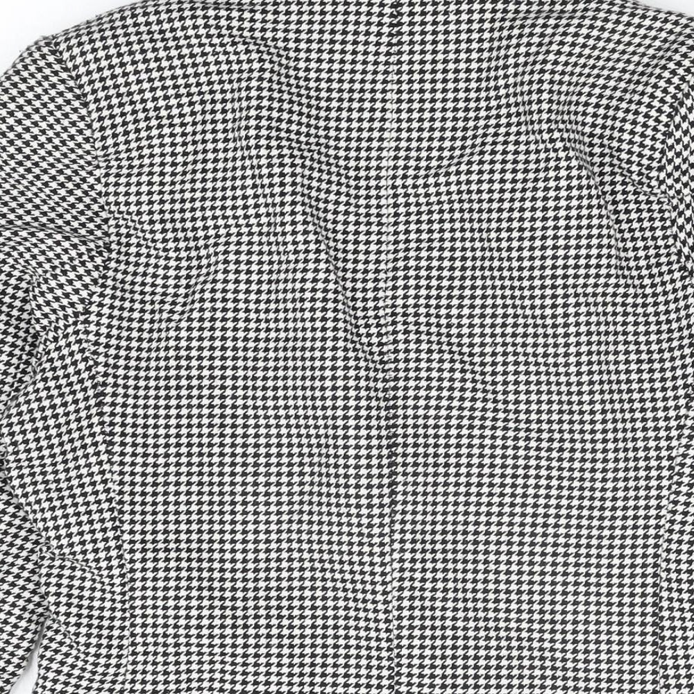 Adilynn Womens Grey Geometric Jacket Blazer Size M Button - Houndstooth