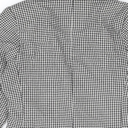 Adilynn Womens Grey Geometric Jacket Blazer Size M Button - Houndstooth