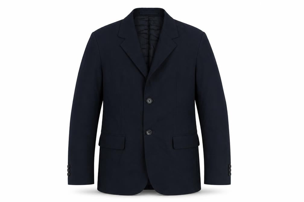 Front view of COS men’s blue wool jacket suit jacket, size 38, regular