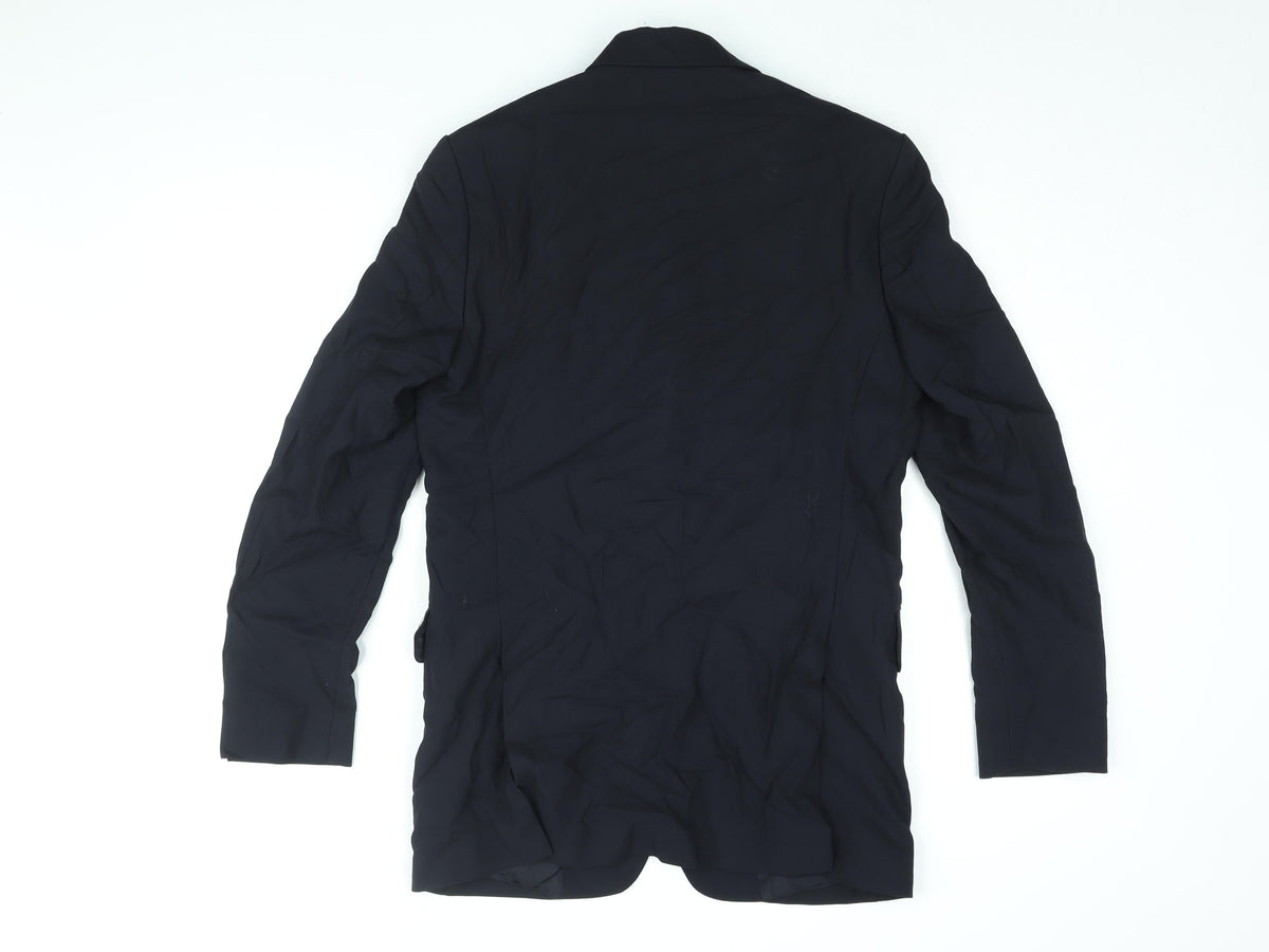 Back view of COS men’s blue wool jacket suit jacket, size 38, regular