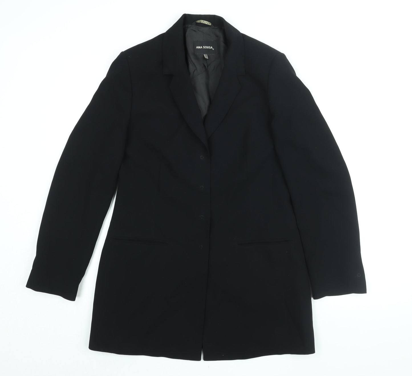Ana Sousa Womens Black Jacket Blazer Size 10 Snap