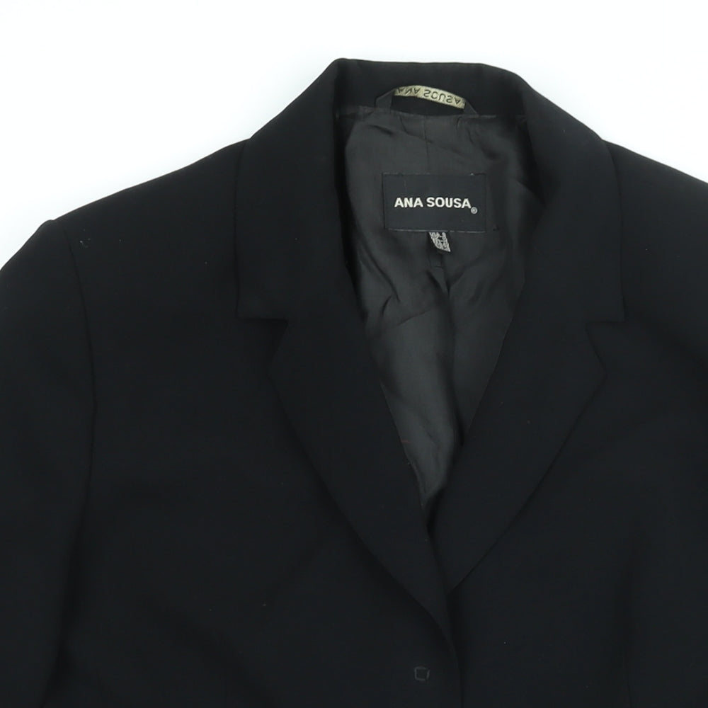 Ana Sousa Womens Black Jacket Blazer Size 10 Snap