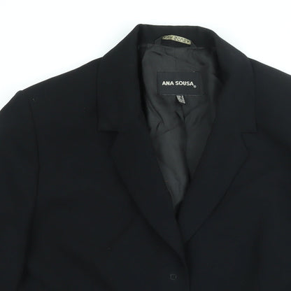 Ana Sousa Womens Black Jacket Blazer Size 10 Snap
