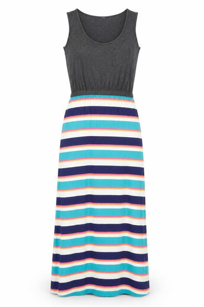 Next Womens Multicoloured Striped Viscose Maxi Size 8 Round Neck Pullover