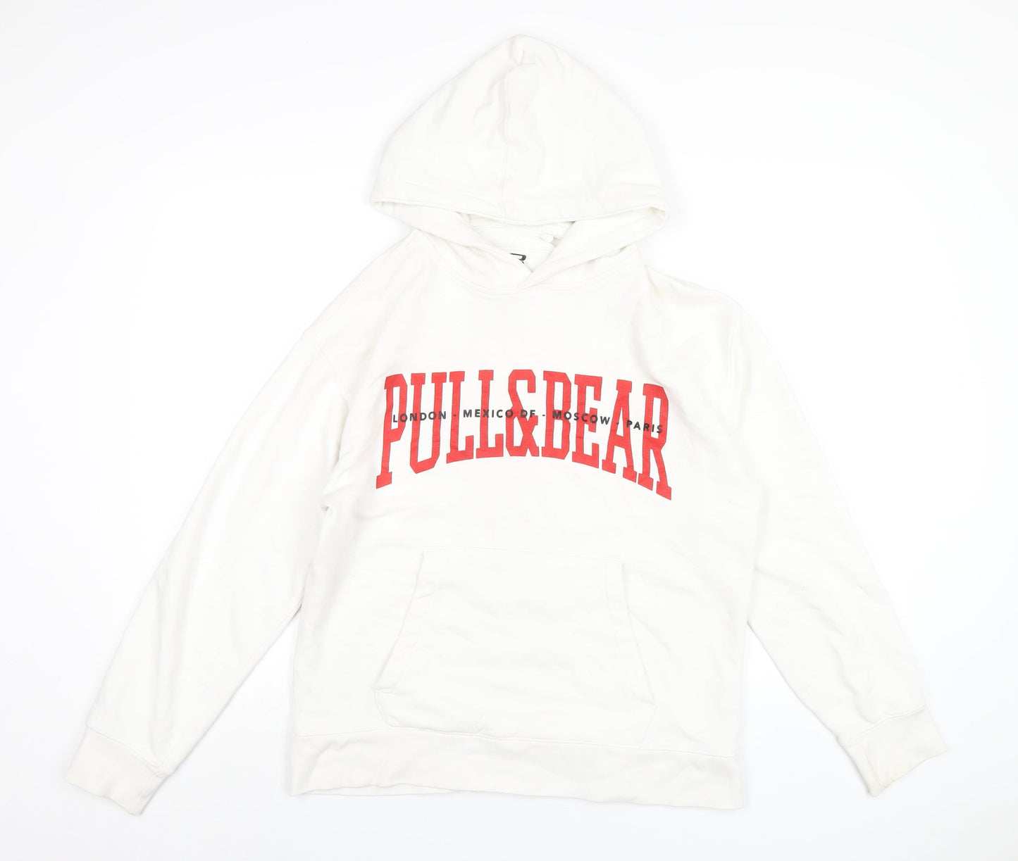 Mens UK Size S Pull&Bear White Pullover Hoodie