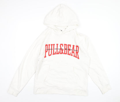 Mens UK Size S Pull&Bear White Pullover Hoodie