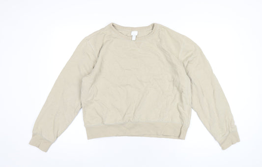 H&M Womens Beige Cotton Pullover Sweatshirt Size M Pullover