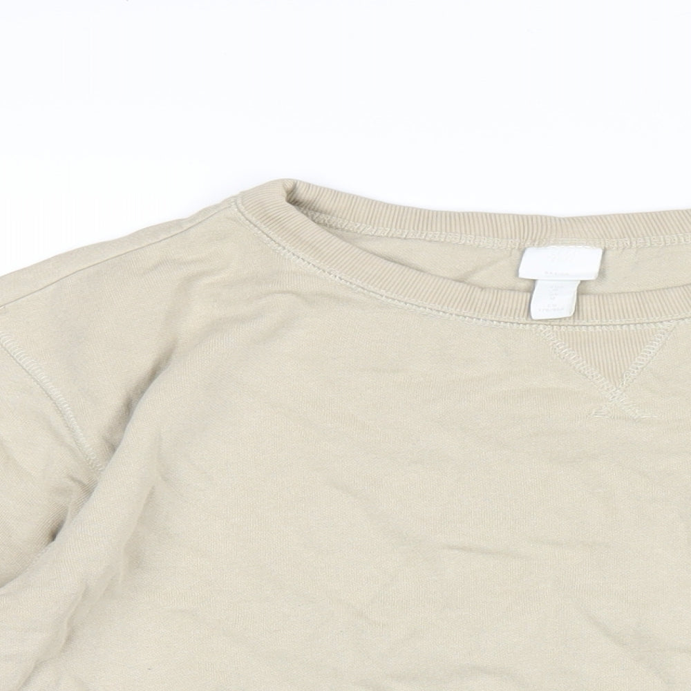 H&M Womens Beige Cotton Pullover Sweatshirt Size M Pullover