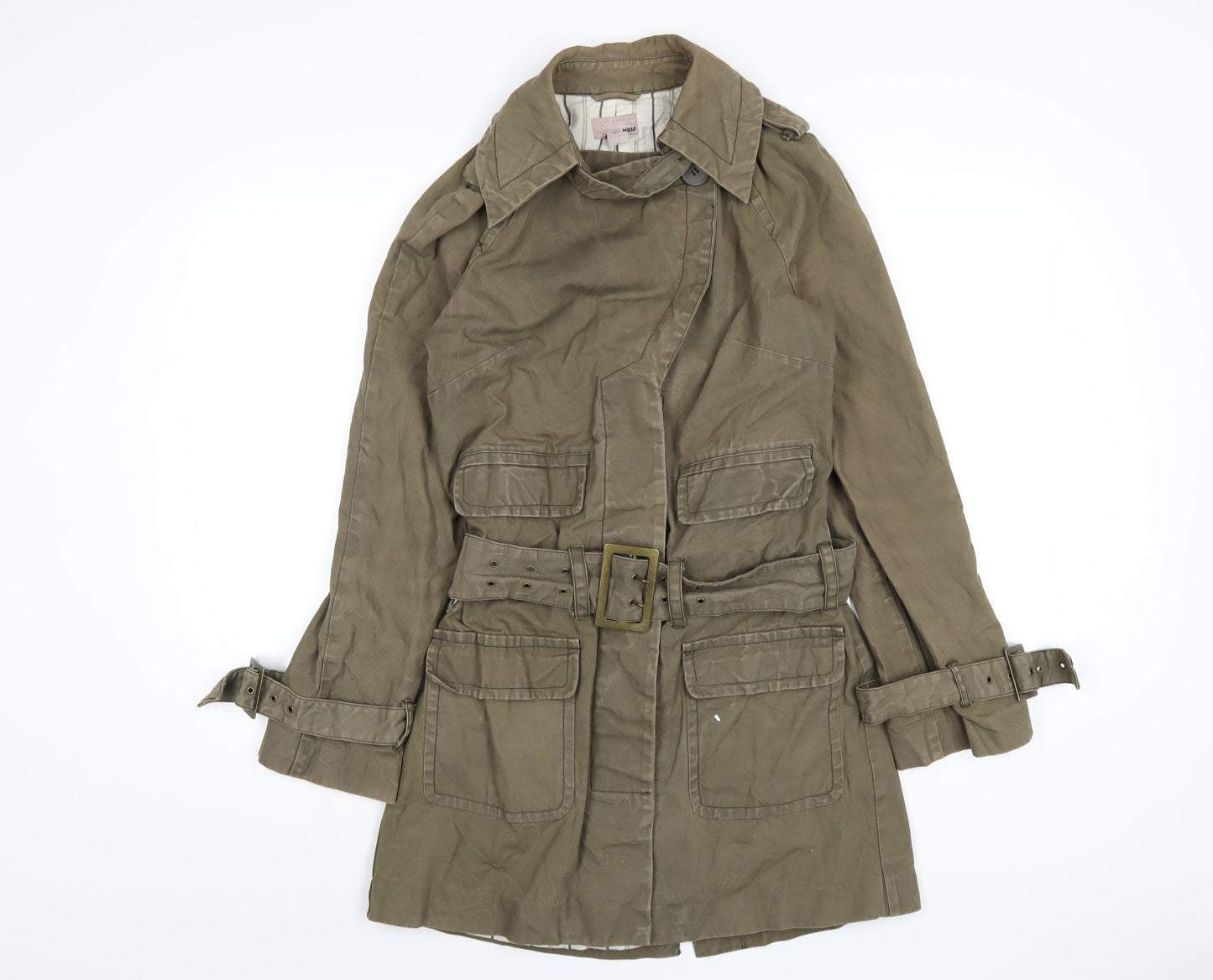 Womens UK Size 8 H&M Green Trench Coat