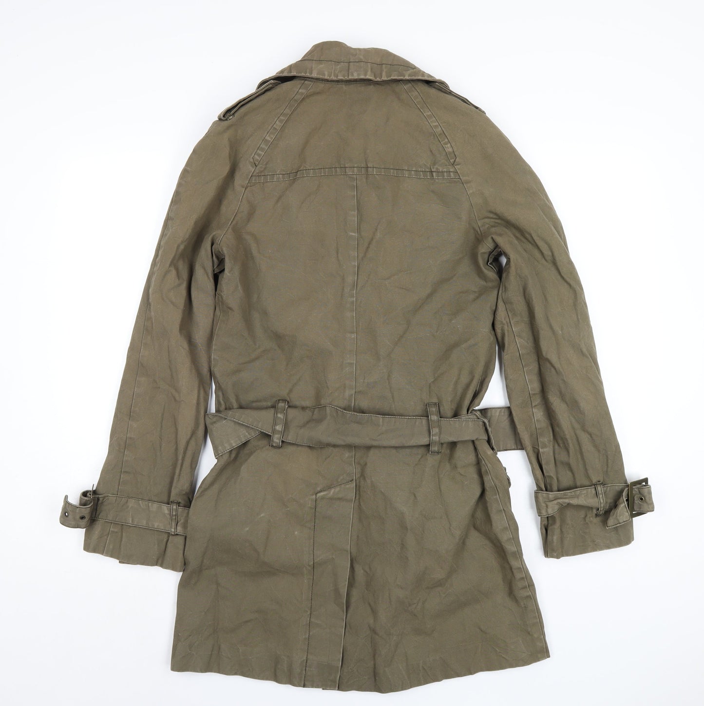 Womens UK Size 8 H&M Green Trench Coat