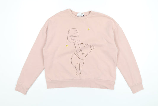 Womens UK Size S Disney Pink Pullover Sweatshirt