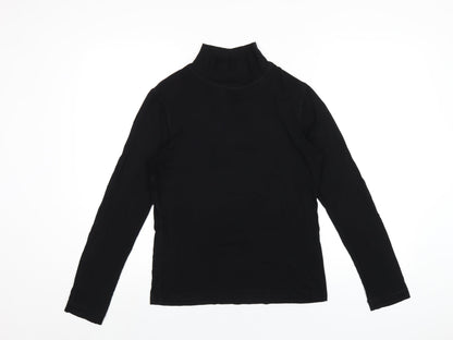 Basler Womens Black Viscose Basic T-Shirt Size 10 Mock Neck