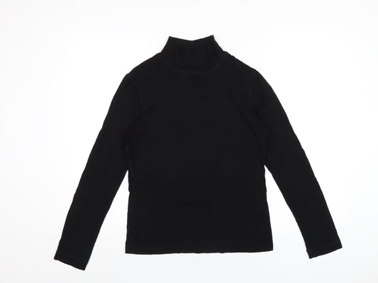 Basler Womens Black Viscose Basic T-Shirt Size 10 Mock Neck