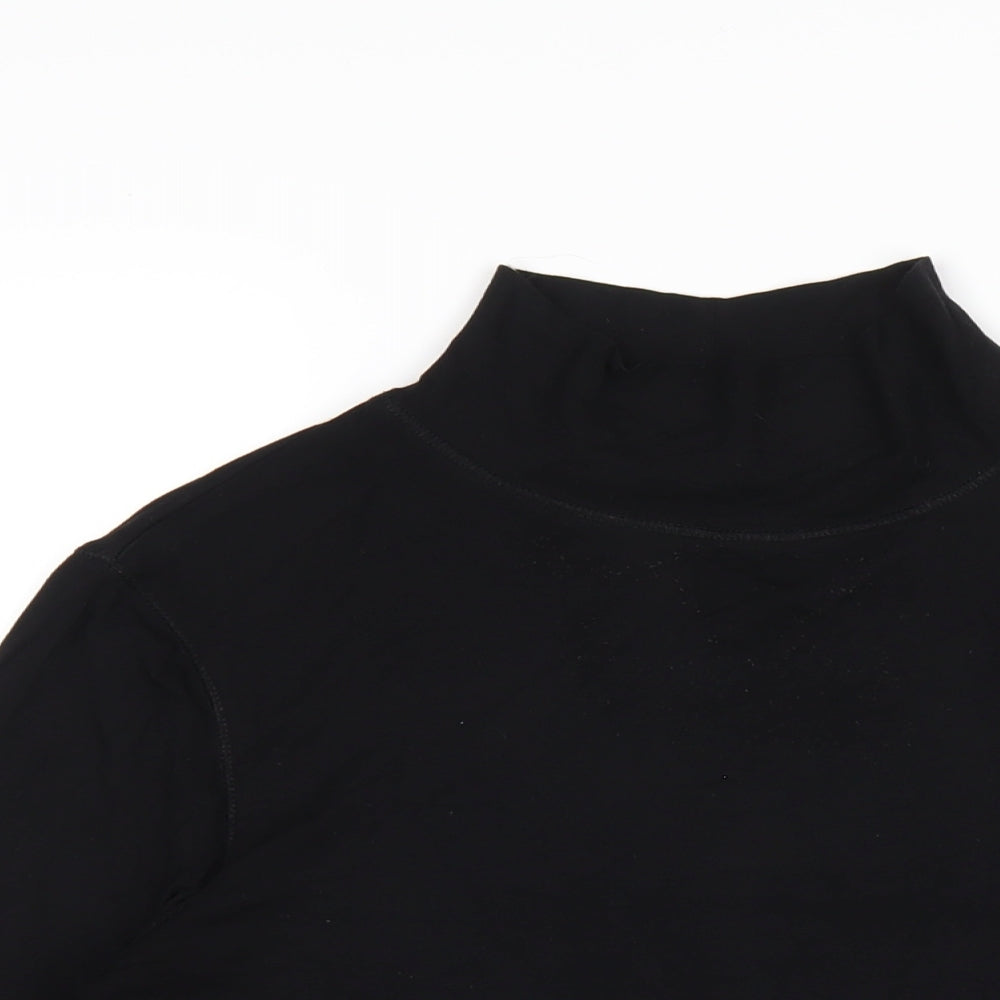 Basler Womens Black Viscose Basic T-Shirt Size 10 Mock Neck
