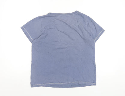 Womens UK Size 8 Disney Blue Basic T-Shirt
