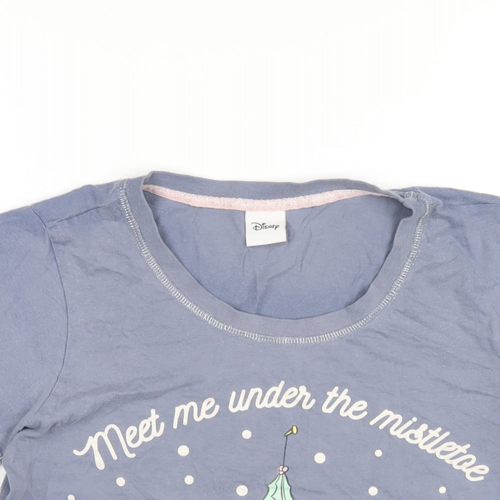 Womens UK Size 8 Disney Blue Basic T-Shirt