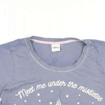 Womens UK Size 8 Disney Blue Basic T-Shirt