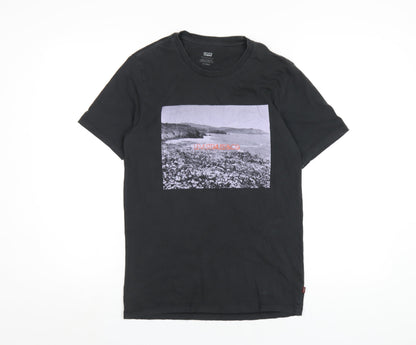 Levi's Womens Black Cotton Basic T-Shirt Size XS Round Neck