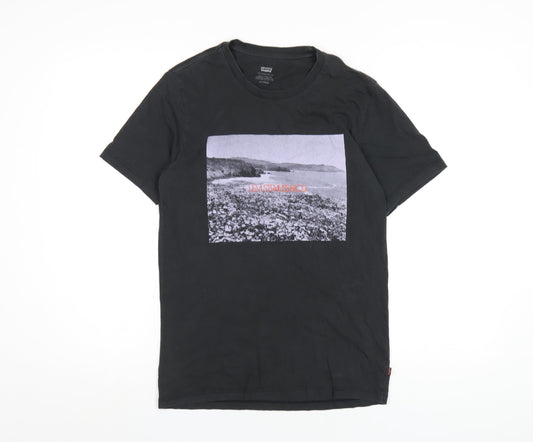 Levi's Womens Black Cotton Basic T-Shirt Size XS Round Neck