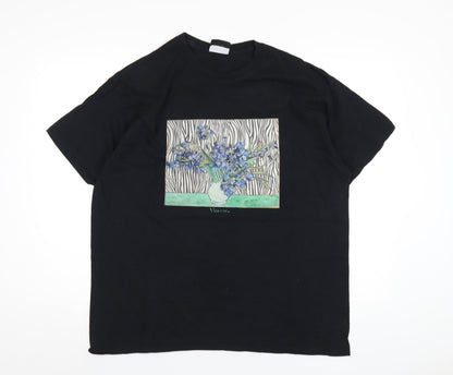 Vintage Supply Womens Black Cotton Basic T-Shirt Size L Round Neck - Vincent Van Gogh