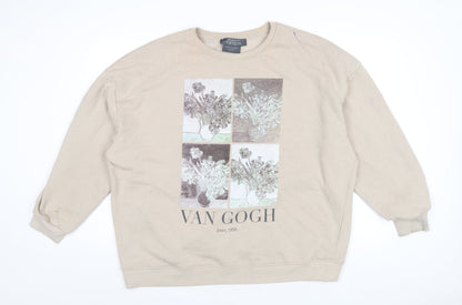 Vincent Van Gogh Mens Beige Polyester Pullover Sweatshirt Size XL - Vincent Van Gogh Irises, 1890