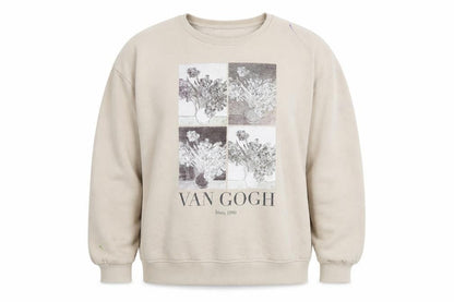 Vincent Van Gogh Mens Beige Polyester Pullover Sweatshirt Size XL - Vincent Van Gogh Irises, 1890