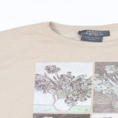 Vincent Van Gogh Mens Beige Polyester Pullover Sweatshirt Size XL - Vincent Van Gogh Irises, 1890