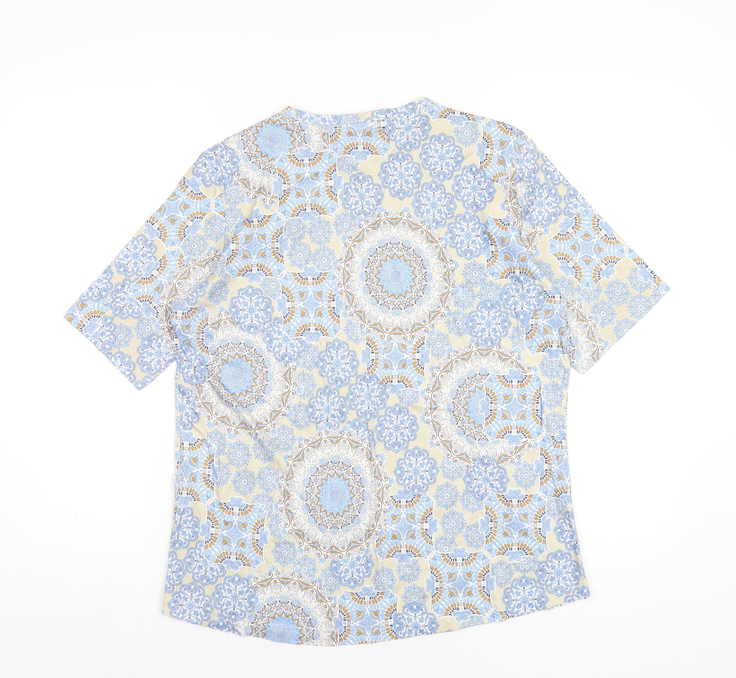 Country Casuals Womens Multicoloured Geometric Cotton Basic T-Shirt Size M Round Neck