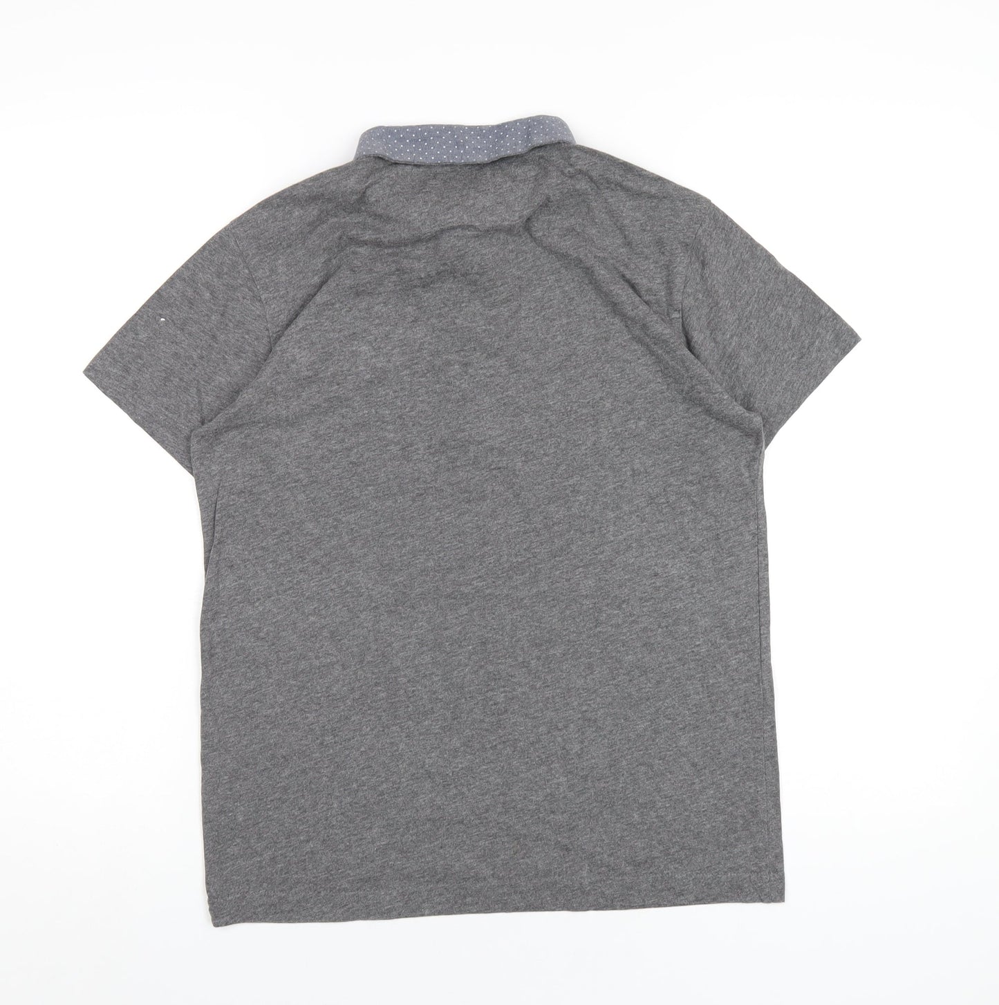 Steel & Jelly Mens Grey Cotton Polo Size S Collared Button