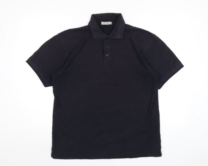 Absolute Apparel Mens Blue Cotton Polo Size M Collared Button