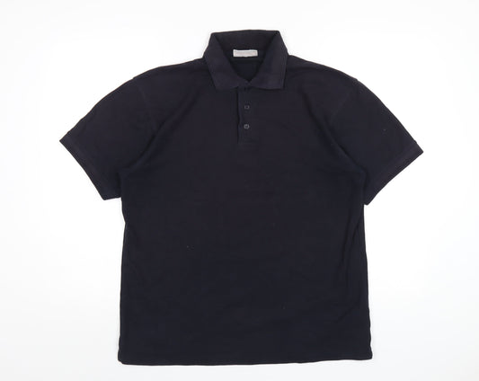 Absolute Apparel Mens Blue Cotton Polo Size M Collared Button